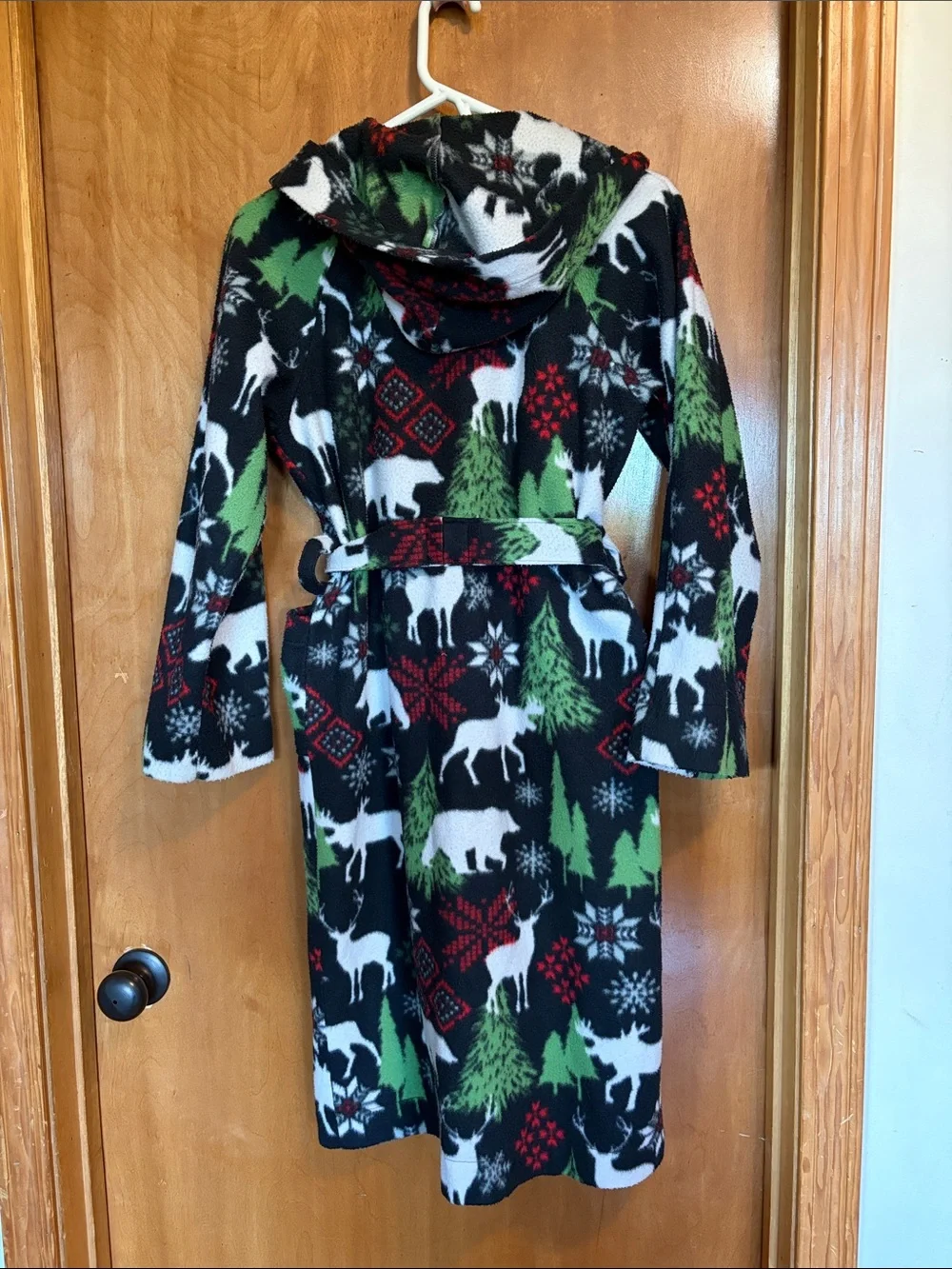 Handmade Kids Hooded Holiday Fleece Robe -